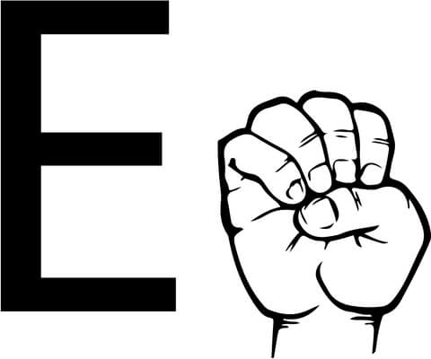 Asl Sign Language Letter E Coloring Page